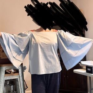 Lane Bryant beautiful light blue off the shoulder with ruffle sleeves 14/16
